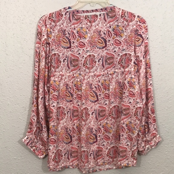 Lucky Brand Viscose Floral Paisley Boho Pheasant Style NWT Blouse size L - Picture 3 of 10
